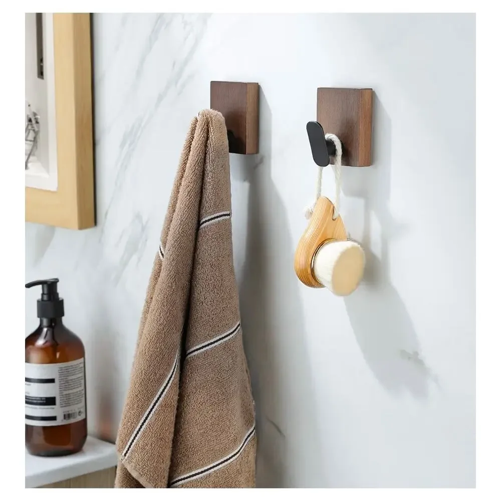 DELITON Adhesive Towel Hooks Wall Hooks Farmhouse 4 Pack Burned Brown (C45)